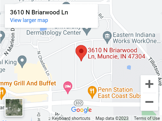 A map of the location of 3 6 1 0 n briarwood ln.