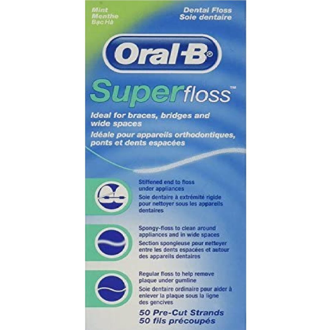 A package of oral-b super floss.